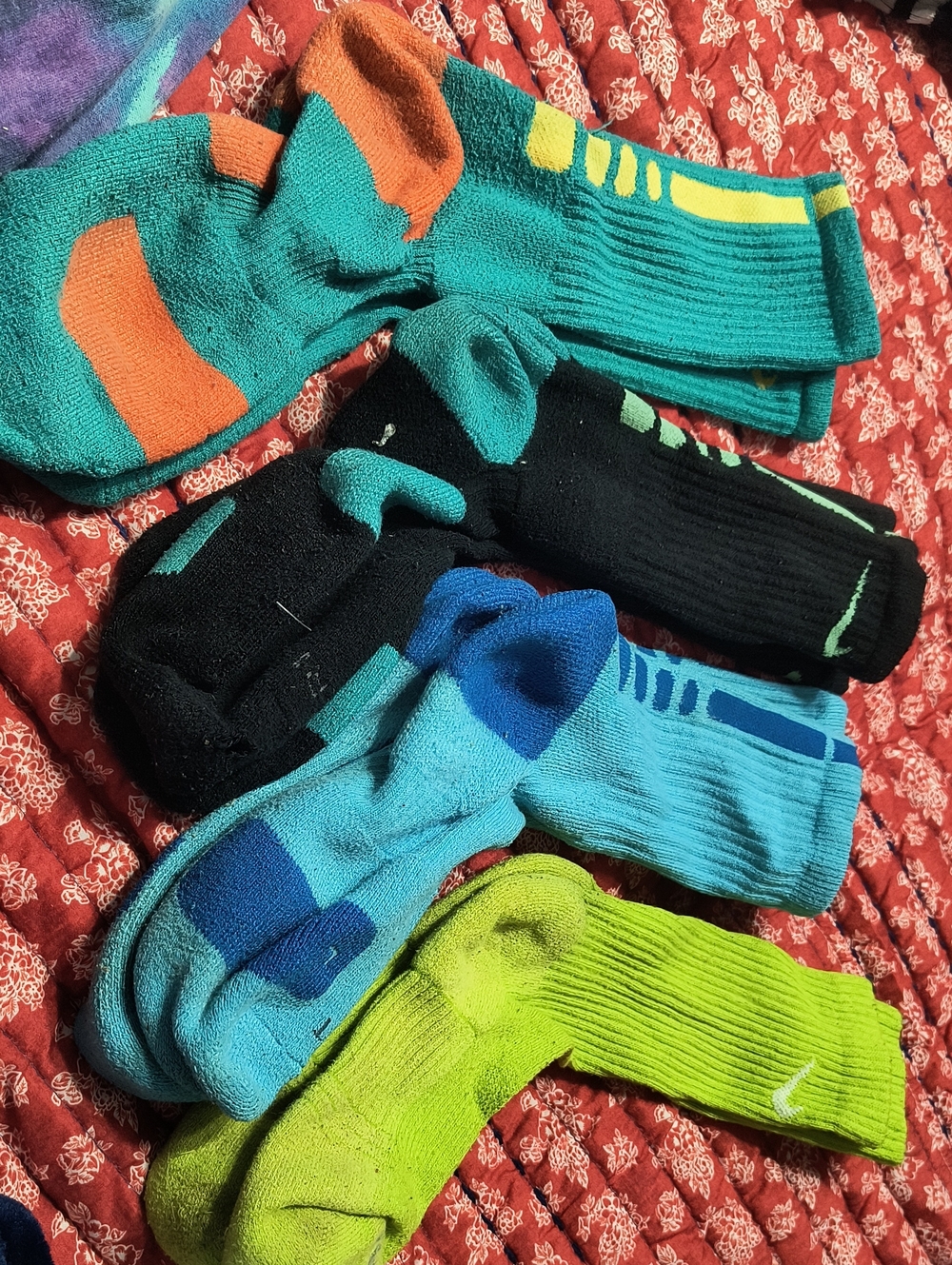 Nike Men's Athletic Crew Socks - Assorted Teal, Black, Blue, Lime